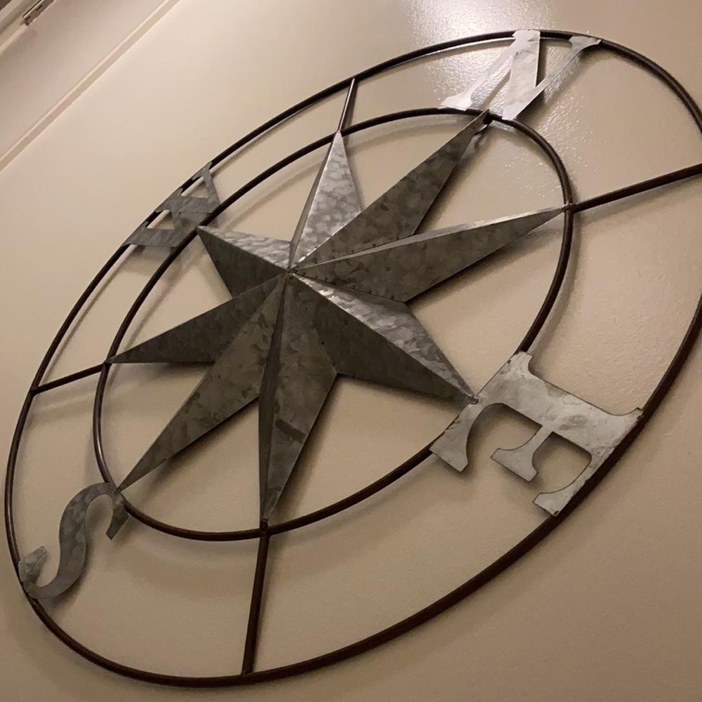 Large metal compass decor